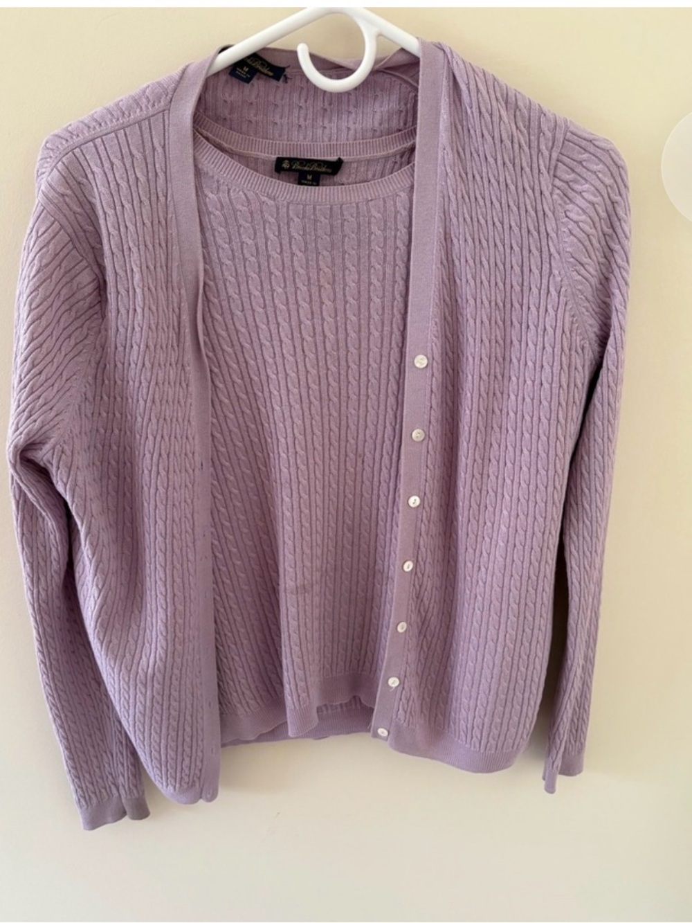 Brooks Brothers Lavender Cable-Knit Sweater & Cardigan Set